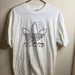 adidas White Short-Sleeve Trefoil Logo Tee